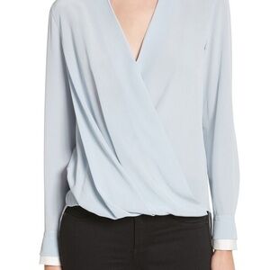 NWT Rag & Bone Fog Victor Silk Blouse Light Blue